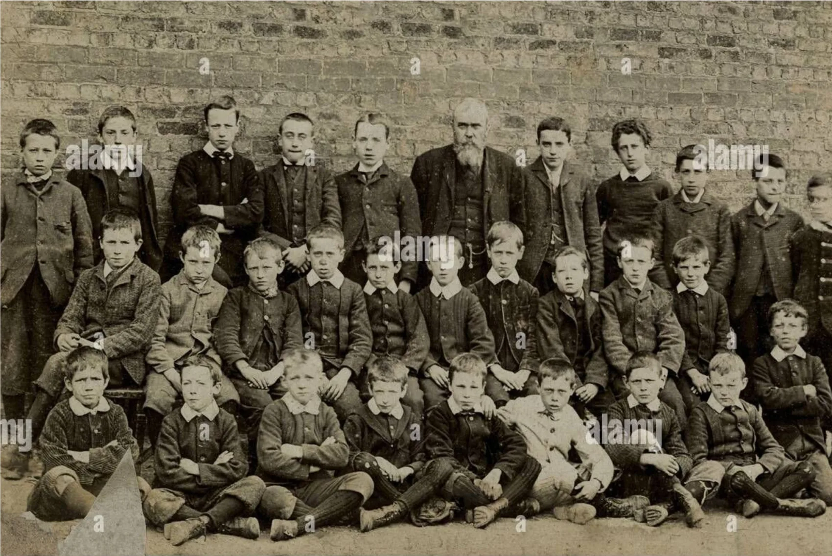 Schoolboys and schoolmaster at St Stephen’s Parochial School, June 1894, linked to Schoolhouse heritage